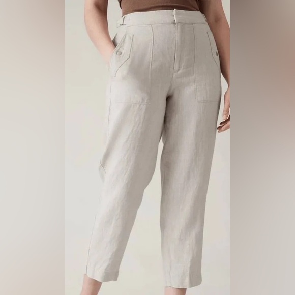 Athleta Pants - Athleta Women’s Voyager Linen Ankle Pants Elastic Waist Sz 16 Casual Relax Fit